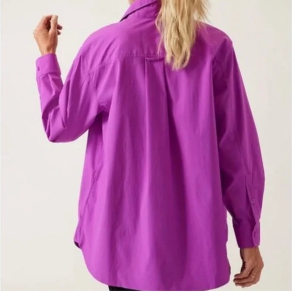 ATHLETA - Oversized Poplin Button-Up Blouse Top in Jazzy Purple size XXS - Picture 5 of 8